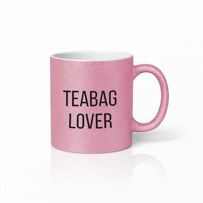 Grappige Roze Mok 330ml – “Teabag Lover” Stoere Theeliefhebber Koffiemok