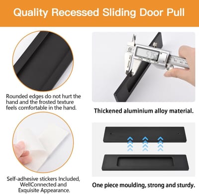 Dailygoods- Schuifdeurtrekken 18 CM - Zwarte Aluminiumlegering - Verzonken Handvat - 2 Stuks - Modern Design - Comfortabele Aanraking - Deurgrepen
