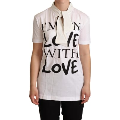 Dolce & Gabbana Dames Witte Katoenen Zijde I'm In Love Top T-shirt