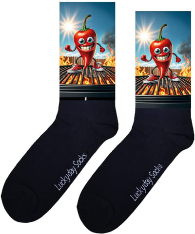 Luckyday Socks - Unisex sokken - Peper- BBQ - cadeau sokken - Maat 37-44