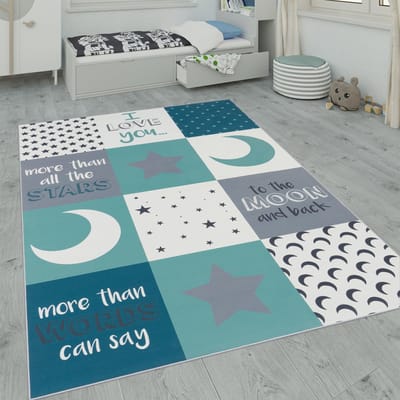 Paco Home Kindervloerkleed, Kindertijd Met Ster, Maan En Ruitmotieven 180x280 cm