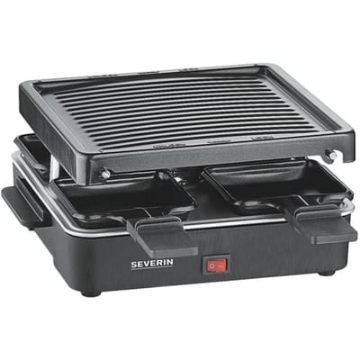 Severin 2370 Gourmetstel Anti-aanbaklaag, 4 pannen, Grillfunctie Zwart