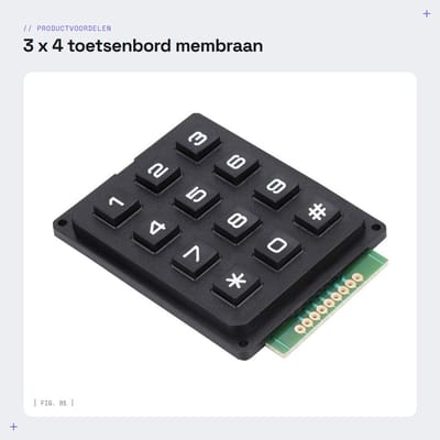 Dailygoods - 3 x 4 toetsenbord - membraan toetsenbord module - 12 toetsen drukknoppen - compact formaat - hoogwaardige technologie - gebruiksvriendelijk