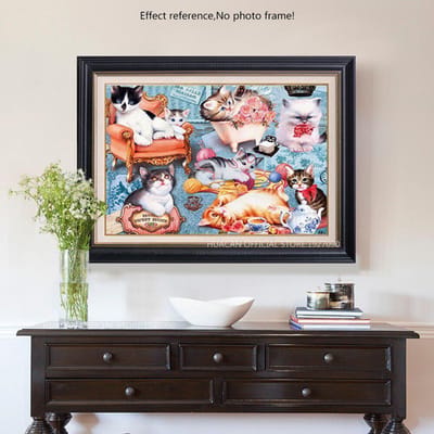 Broderie Diamant Chats Peinture Diamant Ronde Perçage Complet Point de Croix Peinture Diamant Décoration Maison 20X30CM black