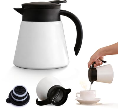 Roestvaststalen Thermische Koffiekan - 880ml Dubbelwandig Vacuüm Geïsoleerde Warmwaterkan - Kleine Thermo Theekan Warmtebehoudende Fles voor Thuis Kantoor Koffie Tee Melk