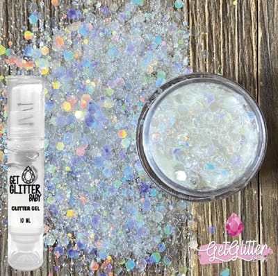 GetGlitterBaby® - Biologische / Biologisch afbreekbare Zilveren / Witte Chunky Festival Glitters voor Lichaam en Gezicht Jewels / Biodegradable Face Body Glittergel - Diamond / Zilver / Wit en Glitter Gel Balm HuidLijm