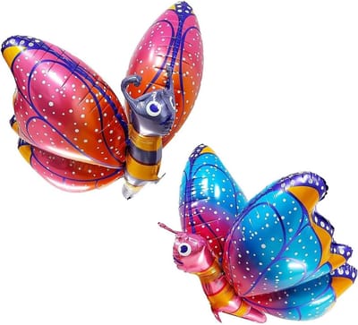 Tweede set van 2 vlinder folieballonnen voor feesten, verjaardagen en decoratie