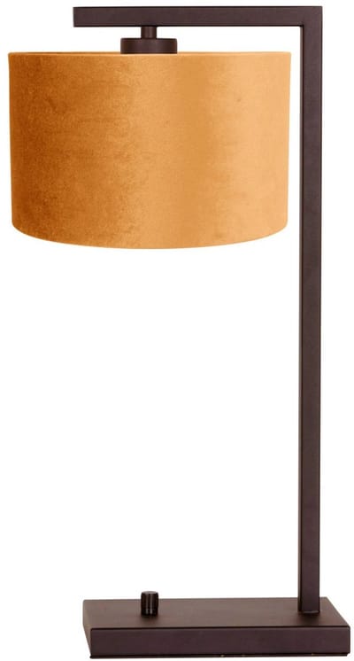 Steinhauer Stang 4884CA Cacao Tafellamp met Goud Velours Kap - Metaal, 51cm Hoog en 20cm Diep, Kantelbaar, Trendy Design voor Binnengebruik