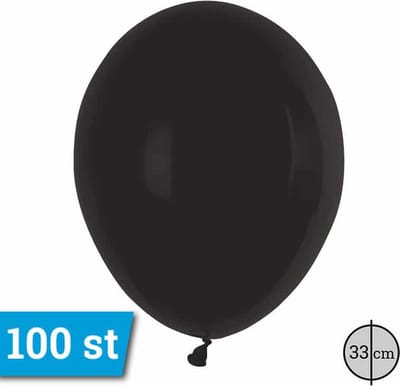 Latex ballonnen 33cm 100 stuks Zwart Pastel PT110/17