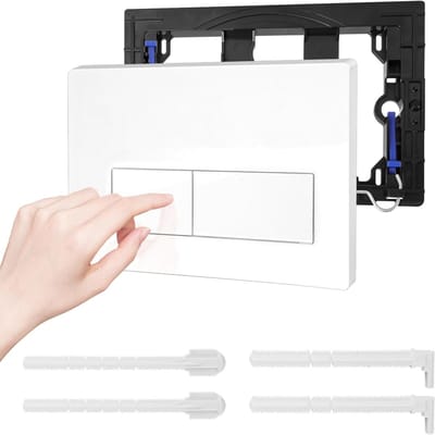 Toilet Drukplaat Geschikt voor Sigma 01, 20, 30, 50, UP300 en UP320 met Spoelknop en Montageframe, Glanzend Wit, Voor Wandtoiletten en Sanitair Installaties