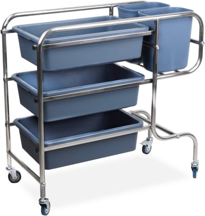 HCB® - Professionele Horeca Afruimwagen - 3 lagen - bakken - kunststof serveerwagen - keukentrolley industrieel - 50x96x96 cm (DxBxH) - 15 kg - 1407