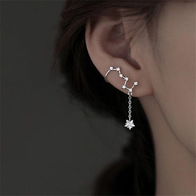 1 Stuk 925 Sterling Zilver Micro Pave Zirkonia Kwastje Ketting Ster Clip Oorbellen Voor Vrouwen Meisjes Oor Cuff Punk Sieraden Brincos eh913 black