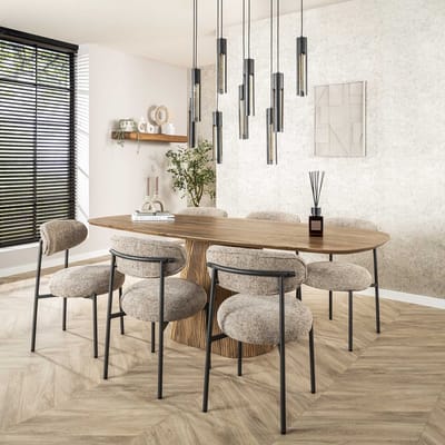 Dimehouse Eettafel Sue 215 cm Mangohout Zand - Hout - Japandi - Deens ovaal
