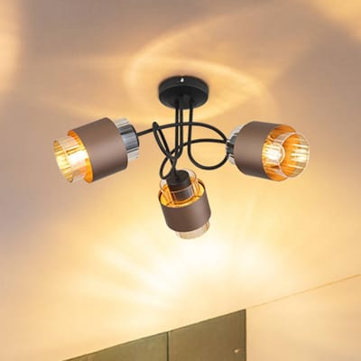 Globo Plafondlamp Milley, amber/brons, glas, Ø 43 cm, 3-lamps, E27