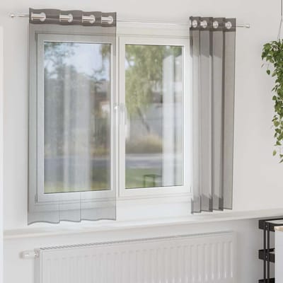 vidaXL - Gordijnen - voile - met - doorvoertules - 2 - st - 140x140 - cm - donkergrijs