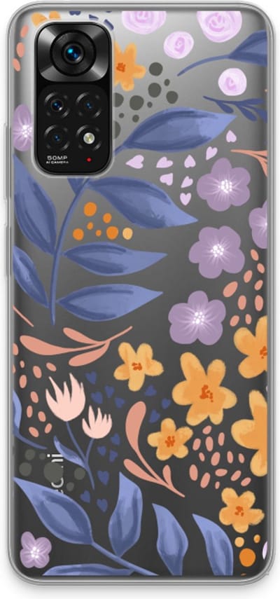 Case Company® - Hoesje geschikt voor Xiaomi Redmi Note 11S hoesje - Flowers with blue leaves - Soft Cover Telefoonhoesje - Bescherming aan alle Kanten en Schermrand