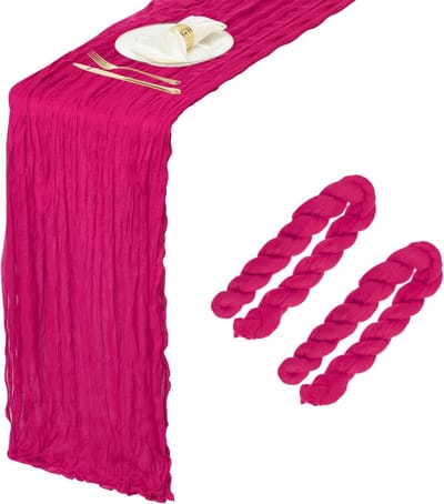 2 stuks Hot Pink kaasdoek, tafelloper, 35,4 x 118 inch, vakantietafel, rustieke loper, romantische gaas, tafeldecoratie voor bruiloft, verjaardagsfeest