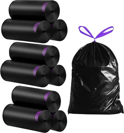 Solidchoice - 261 Stuks Zwarte Afvalzakken met Trekkoord voor 25L