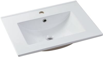 Vente-unique Gestreept hangmeubel voor badkamer en inbouwwastafel - Mat groen - 60 cm - ZEVINI