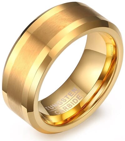 Wolfraam Ring Heren Goud kleurig - Zeer Zwaar - Tungsten Carbide Ringen Heren Dames - Papa Cadeau Voor Mannen - Vaderdag