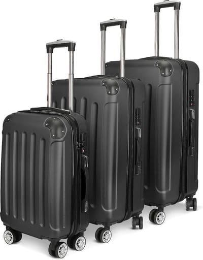 Bagageset van 3 - Lichtgewicht ABS Trolley Koffers met 4 Spinnerwielen en Slot, Harde Koffer voor Handbagage & Zakenreis