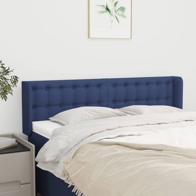 vidaXL - Hoofdbord - met - randen - 147x16x78/88 - cm - stof - blauw