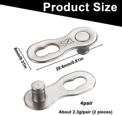 Dailygoods- Fietskettingsluitingen - 4 Paar - Verbindingsstukken van Staal - 12 Versnellingen - Fietsaccessoires - Robuuste Constructie - Kettingconnector