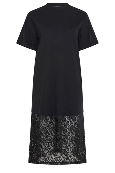 Limited Collection Zwarte Katoenen Jurk Met Kanten Zoom Size 38
