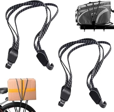 2 Stuks Platte Snelbinder Met Haken,Fiets Elastisch Touw Verstelbare,Rubberen Fietsspanbanden 65 CM,Voor Het Vervoeren Verpakken En Vastzetten Van Ladingen Zwart
