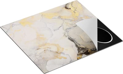 Chefcare Inductie Beschermer Abstracte Kunst - Zwart Grijs Goud - 60x50 cm - Afdekplaat Inductie - Kookplaat Beschermer - Inductie Mat