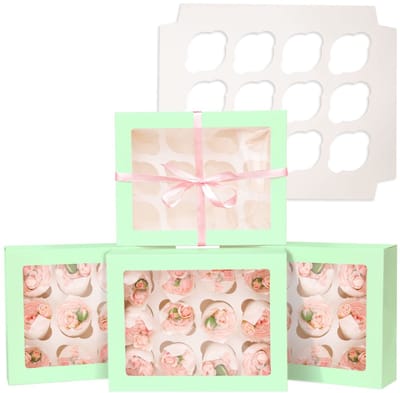 Dailygoody - Cupcake Dozen Box - Bakkerijdozen - Pop Up - Diep Paars - Cupcake Houder - 12 Cupcakes - Geschikt voor Presentatie - 6 Stuks