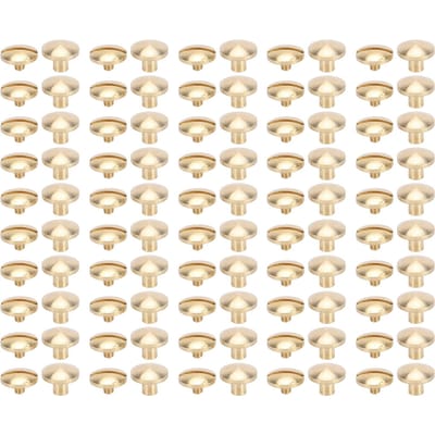 50 Set Schroeven Leder Klinknagel Boogkop Boekbinderschroeven Nagelklinknagel en Sleufstiften 10x4mm 10x4mm / 0.39x0.16in beige