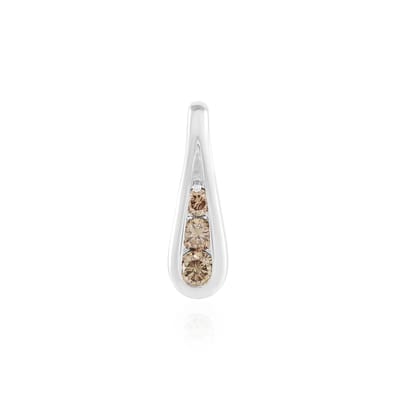Cavill - Zilveren Hanger 925 Sterling Zilver - I2 Champagne Diamant Totaal 0,18 ct - Ronde Briljant - Luxe Dames Sieraad Gerhodineerd 15x5 mm