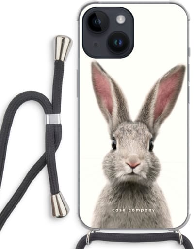 Case Company® - Hoesje met koord geschikt voor iPhone 14 hoesje met Koord - Daisy - Telefoonhoesje met Zwart Koord - Bescherming aan alle Kanten en Over de Schermrand