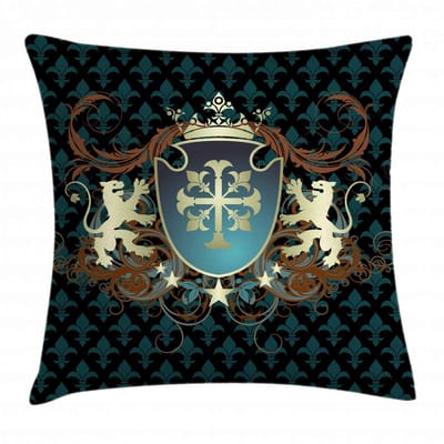 ABAKUHAUS Kussenhoes – Middeleeuwse wapen – 45x45 cm – Dubbelzijdig bedrukt