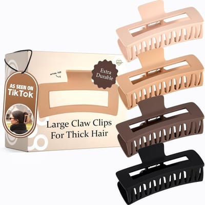 Famanu - Grote klauwclips voor dik/lang haar, variatiepack, sterke grip, large claw clip