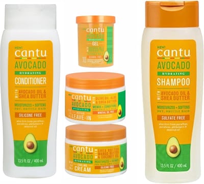 Cantu Avocado Hydrating Leave-In Repair +Hydrating Curling Cream+Conditioner+Shampoo+gel Set