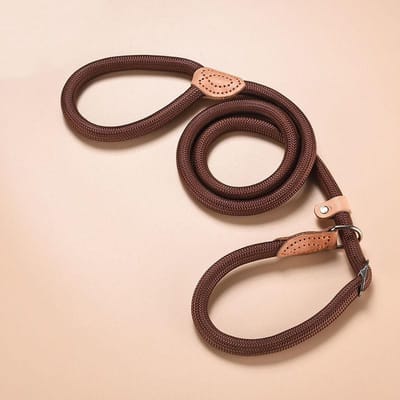 Nieuw Heavy Duty Hondentuig Slip Touw Lijn Verstelbare Gevlochten Lus Halsband Trainingslijn Voor Kleine Tot Middelgrote Honden (Brown,0.6cmX150cm)