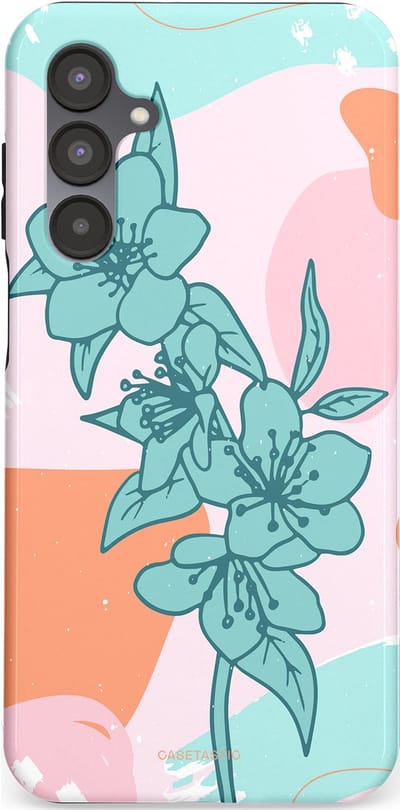 Casetastic hoesje geschikt voor Samsung Galaxy A16 - Dubbellaagse bescherming - Roze Oranje Turqoise Bloemen Modern - Fashion Case - Wit Mintgroen Perzik Lichtroze