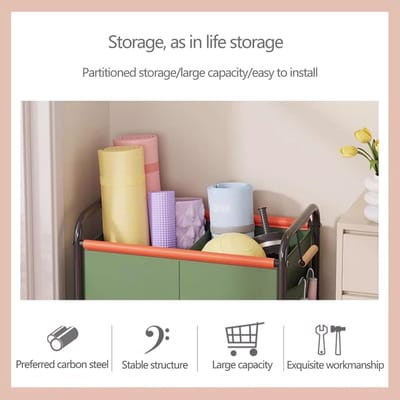 Wassorteerder 2 Vakken - Waskarre met Wielen - Kleding Sorteren - Stevig Stalen Frame - 63.5 x 37 x 65cm