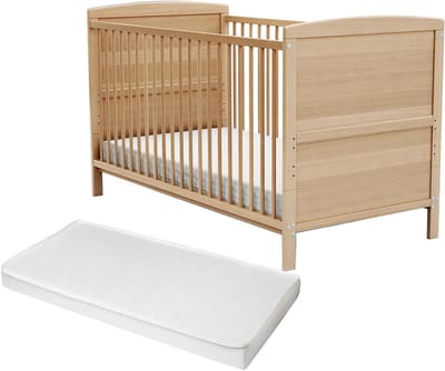 Babybed met matras - Kinderbed omvormbaar - Slapen en groeien - 3-voudig in hoogte verstelbaar - 70 x 140 cm