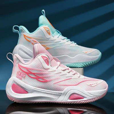 Mesh Basketbalschoenen met Antislip Slijtvast Schokabsorptie Professionele Praktische Competitieschoenen voor Middelbare School Studenten Sportschoenen 40 white