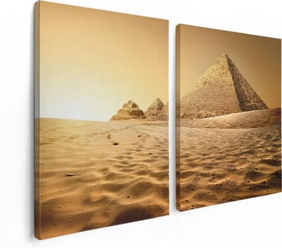 Artaza Canvas Schilderij Tweeluik Egyptische Piramides - Egypte - 120x80 - Foto Op Canvas - Canvas Print