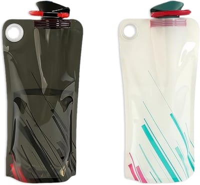 Vouwbare Waterfles 1000 ml - Set van 2 in Wit en Zwart met Karabijnhaak voor Outdoor, Kamperen, Sport en Avontuur