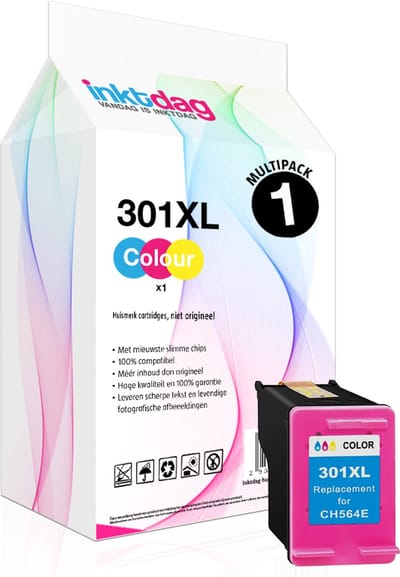Inktdag inkcartridges alternatief voor de HP 301 xl / HP 301 inktcartridges kleur (CH564EE)  pack voor HP Envy 4500 ,5530 Officejet 2620, 4630 2622 Deskjet 3050A ,2050 ,3052A ,1510 ,3050, 1000, 3000 ,2510 ,2540, 1050