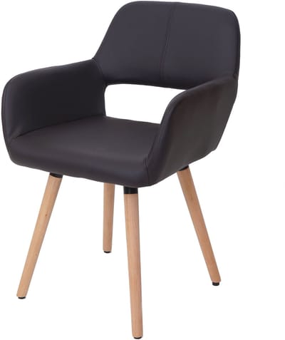 Eetkamerstoel MCW-A50 II, keukenstoel, retro jaren 50 design ~ kunstleer, bruin, lichtgekleurde poten