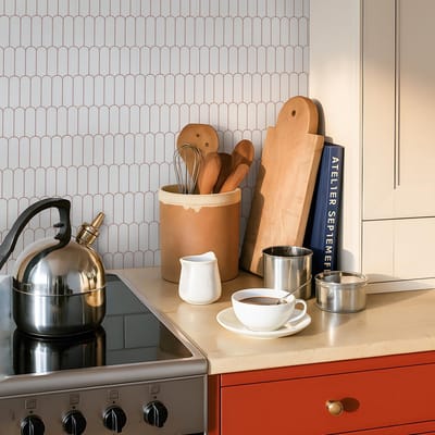 OmGoods - Dailygoody - Tegelstickers - Retro Wit Rood Zelfklevend - 25 Stuks voor Badkamer en Keuken - Makkelijk aan te brengen - Creëer een Unieke Sfeer - Gesc