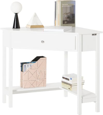 SoBuy FWT31-W Hoekbureau - Wit Houten Bureau met Lade 76x76cm