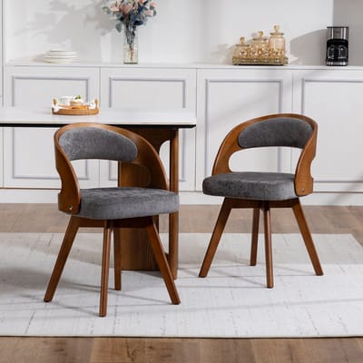 MIVRAY Eetkamerstoel 44 x 41 x 72 cm - 360 Graden Draaibaar En Ergonomisch - Voor Eetkamer En Café - Linnen - Grijs