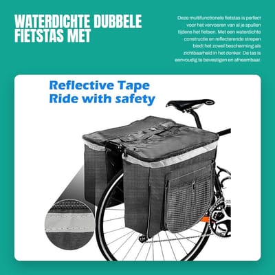 Dailygoods- Fietstas Dubbel Waterdicht - Reflecterende Fietstas - Multifunctionele Fietstas - Fietstas Achterbank - Mesh-Tas - Eenvoudige Installatie - Fietsbagage